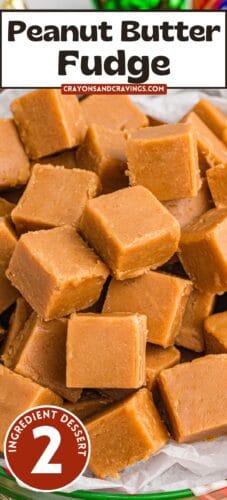 This 2-ingredient peanut butter fudge is soft, rich, and packed with flavor from creamy peanut butter and vanilla frosting. It&rsquo;s an easy fudge recipe you can make in one bowl with no oven needed. Great for snacking, Christmas treats, or holiday trays.