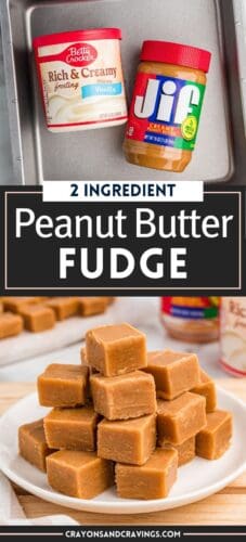 Looking for an easy fudge recipe? This 2-ingredient peanut butter fudge made with creamy peanut butter and frosting is as easy as it gets. Just melt and stir&mdash;perfect for beginners or last-minute sweet treats.
