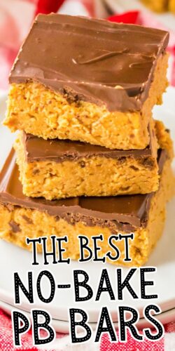 The best no bake pb bars pin image.