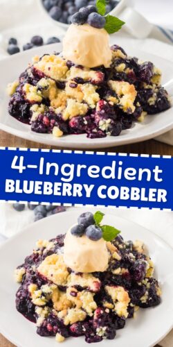 4-ingredient blueberry cobbler recipe pin.