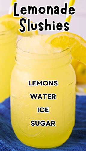 Lemonade Slushies pin with ingredients listed.