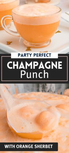 Party Perfect Champagne Punch with orange sherbet.