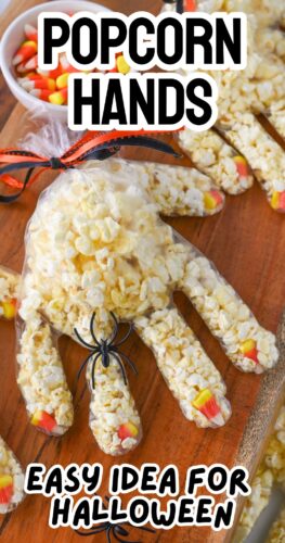 Popcorn Hands - easy snack idea for halloween.