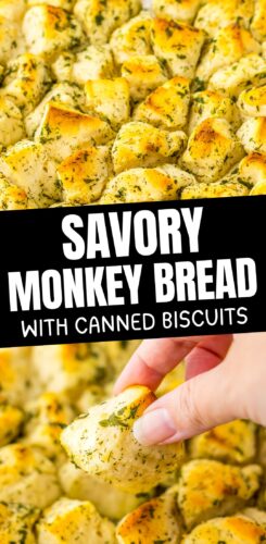 Savory monkey bread with canned biscuits.