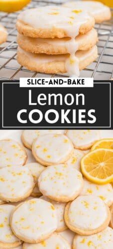 Slice and bake lemon shortbread cookies with glaze.